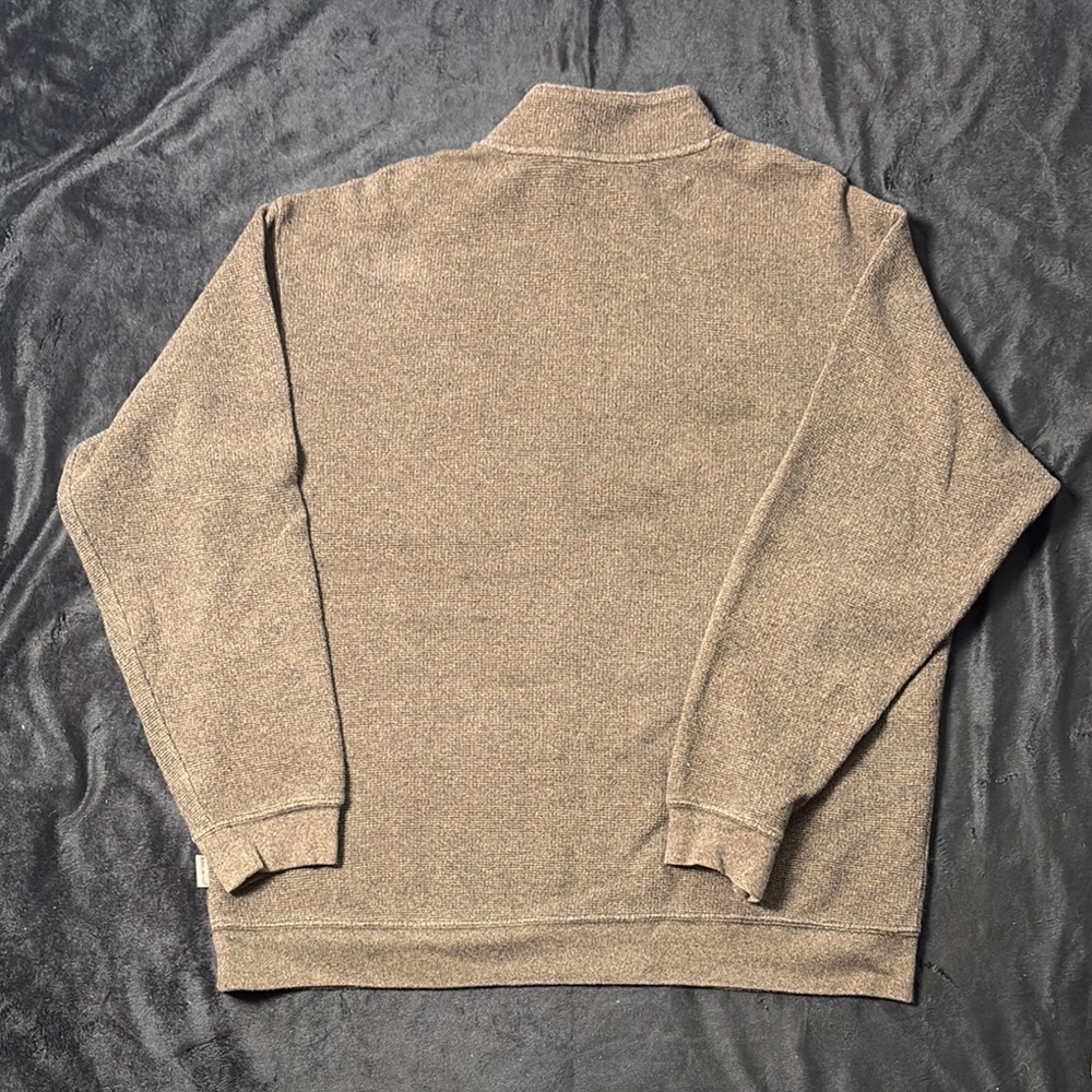 Woolrich Quarter Zip Pullover Textured Cotton Sweater Brown XL - Picture 8 of 8
